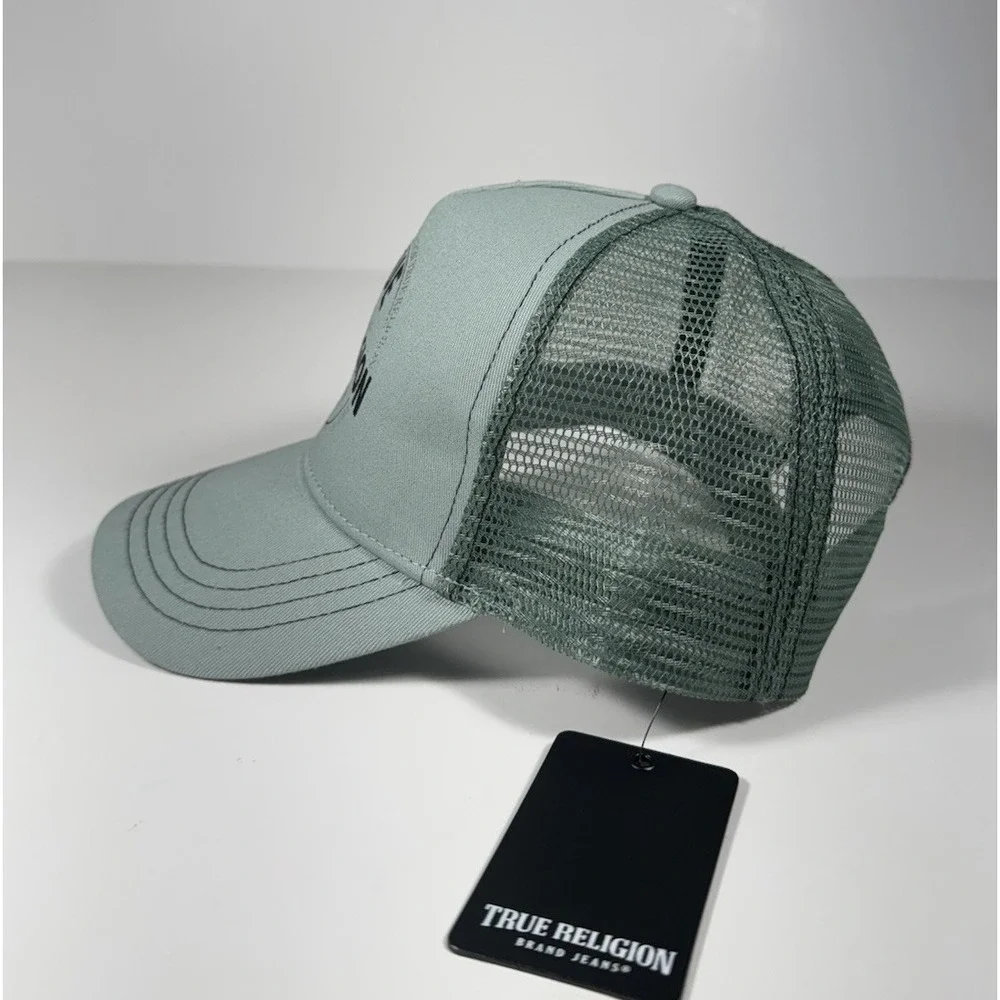 TRUE RELIGION Buddha‎ Trucker Snapback Hat Green Bay Black Men's *NEW* $59